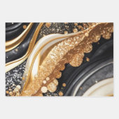 Elegant Black Gold Marble Glitter Abstract Art ラッピングペーパーシート (正面2)