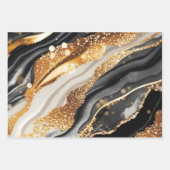 Elegant Black Gold Marble Glitter Abstract Art ラッピングペーパーシート (正面)
