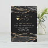 Elegant Black & Gold Marble Graduatio Party 招待状 (スタンド正面)