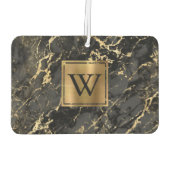 Elegant Black Gold Marble Monogram カーエアーフレッシュナー (裏面)