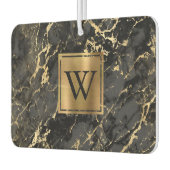 Elegant Black Gold Marble Monogram カーエアーフレッシュナー (左)