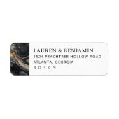 Elegant Black Gold Marbled Waves ラベル (正面)