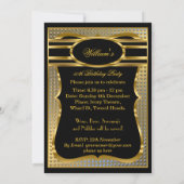 Elegant Black Gold Mens Birthday Party Invitation 招待状 (裏面)