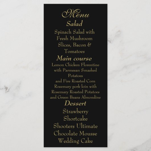 Elegant Black & Gold Menu card メニュー (正面)
