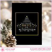 Elegant Black Gold Merry Little Christmas Photo シーズンカード
