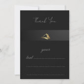 Elegant Black & Gold Minimalist Thank You Card サンキューカード (正面)