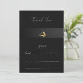 Elegant Black & Gold Minimalist Thank You Card サンキューカード (スタンド正面)