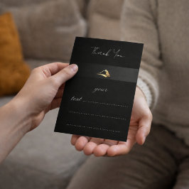 Elegant Black & Gold Minimalist Thank You Card サンキューカード