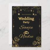 Elegant Black & Gold Minimalist Wedding Invitation 招待状 (正面)