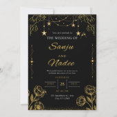 Elegant Black & Gold Minimalist Wedding Invitation 招待状 (裏面)