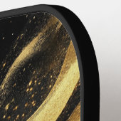 Elegant Black Gold Monogram Name ピックルボールラケット (左詳細)