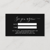 Elegant Black Gold Monogram Script Appointment 予約カード (裏面)
