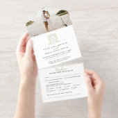 Elegant Black & Gold Monogrammed Wedding foil オールインワン招待状 (切り取り部)