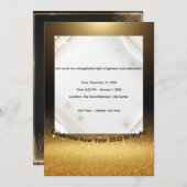 Elegant Black & Gold New Year 2025 Invitation  シーズンカード (正面/裏面)