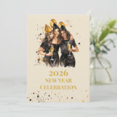 Elegant Black & Gold New Year Invitation 招待状 (スタンド正面)