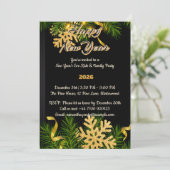 Elegant Black & Gold New Year Invitation 5x7  招待状 (スタンド正面)