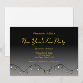 Elegant Black Gold New Year's Eve Party 2026 招待状 (正面/裏面)