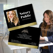 Elegant Black & Gold Notary Public Business Card 名刺