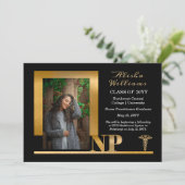 Elegant Black Gold NP Nurse Practitioner 案内状 (スタンド正面)