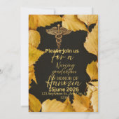 Elegant Black Gold Nursing Graduation Invitation a 招待状 (裏面)