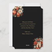 Elegant Black Gold Ornaments Photo Christmas シーズンカード (裏面)