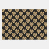 Elegant Black Gold Palm Leaf Pattern ラッピングペーパーシート (正面3)