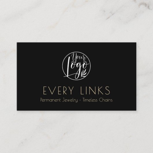 Elegant Black gold Permanent Jewelry QR Code 名刺 (正面)