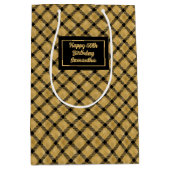 Elegant Black Gold Personalized Birthday Gift Bag ミディアムペーパーバッグ (正面)
