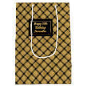 Elegant Black Gold Personalized Birthday Gift Bag ミディアムペーパーバッグ (裏面)