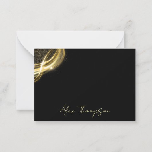  Elegant Black & Gold Personalized Note Card ノートカード (正面)