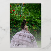 Elegant Black Gold Photo Quinceañera Invite 箔招待状 (裏面)