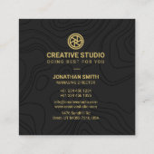 Elegant Black & Gold Photographer Creative Studio スクエア名刺 (裏面)