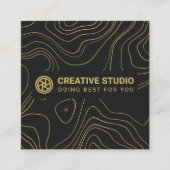 Elegant Black & Gold Photographer Creative Studio スクエア名刺 (正面)