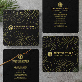 Elegant Black & Gold Photographer Creative Studio スクエア名刺