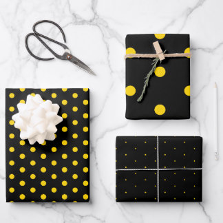 Elegant Black Gold Polka Dot Gift Wrapping Paper ラッピングペーパーシート