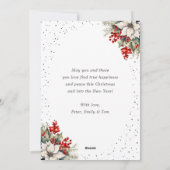 Elegant Black Gold Red Floral Christmas Ornaments シーズンカード (裏面)