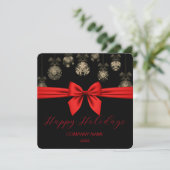 Elegant Black-Gold, Red Ribbon Holiday Card シーズンカード (スタンド正面)