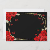Elegant Black Gold Red Roses 18th Birthday Debut セーブザデート (裏面)