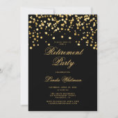 Elegant Black & Gold Retirement Party 招待状 (正面)