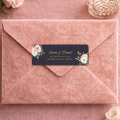 Elegant Black & Gold Roses Return Address Label ラベル