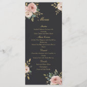 Elegant Black & Gold Roses Wedding Flat Menu メニュー (正面)