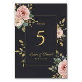 Elegant Black & Gold Roses Wedding Table Number テーブルナンバー (正面)