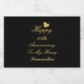Elegant Black Gold Script 25th Happy Anniversary   リキュールボトルラベル (シングルラベル)