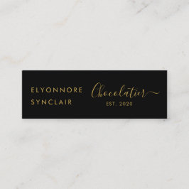 Elegant Black Gold Script Chocolatier Qr Code スキニー名刺