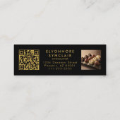 Elegant Black Gold Script Chocolatier Qr Code スキニー名刺 (裏面)