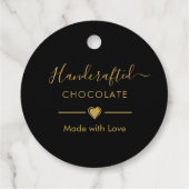 Elegant Black Gold Script Chocolatier Qr Code フェイバータグ (裏面)