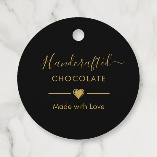 Elegant Black Gold Script Chocolatier Qr Code フェイバータグ (裏面)