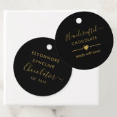 Elegant Black Gold Script Chocolatier Qr Code フェイバータグ