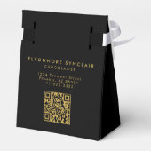 Elegant Black Gold Script Chocolatier Qr Code フェイバーボックス (裏面サイド)