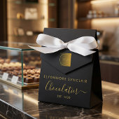 Elegant Black Gold Script Chocolatier Qr Code フェイバーボックス
